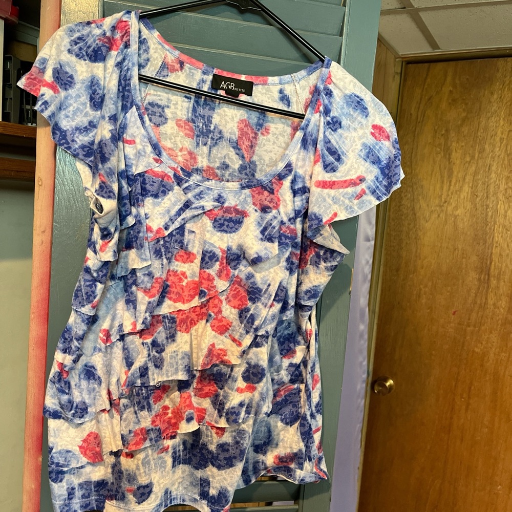 Ag Adriano Goldschmied Blue and Red Patterned Blouse